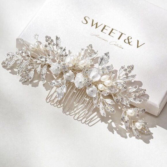 ?Women Silver Handmade Hair Comb Clip Bridal Comb Piece Hair Accessories main image 6